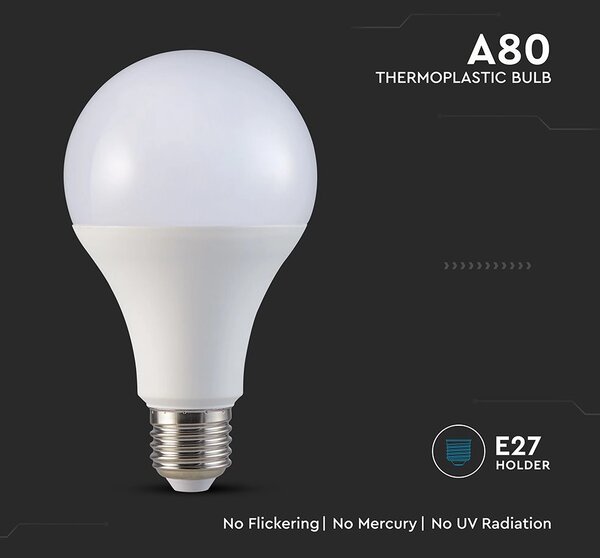V-TAC E27 LED žiarovka 20W, 2452lm, A80, 2+3 gratis! Farba svetla: Teplá biela