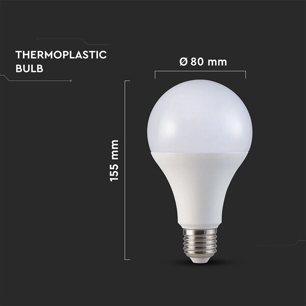 V-TAC E27 LED žiarovka 20W, 2452lm, A80, 2+3 gratis! Farba svetla: Teplá biela