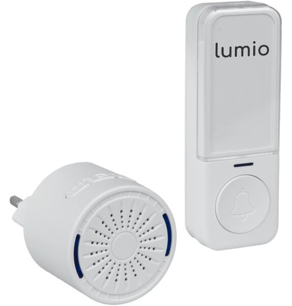 DPM LUMIO Kinetický bezdrôtový zvonček bezbatériový, do zásuvky, 120m, biely [DB002W]