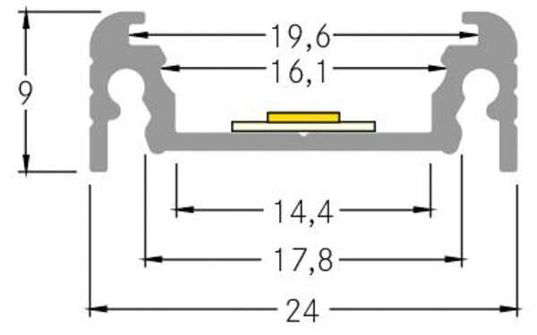 Montážny profil BRUMBERG výška 9 mm dĺžka 2 m, čierny