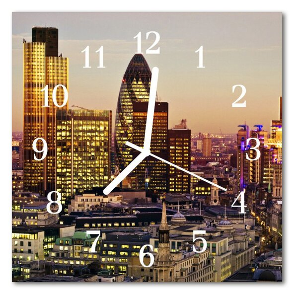 Sklenené hodiny štvorcové Londýn 30x30 cm