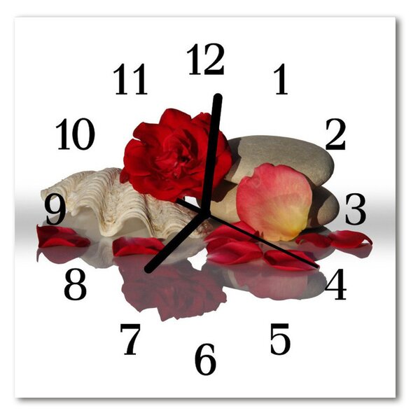 Nástenné sklenené hodiny Ružová mušle 30x30 cm