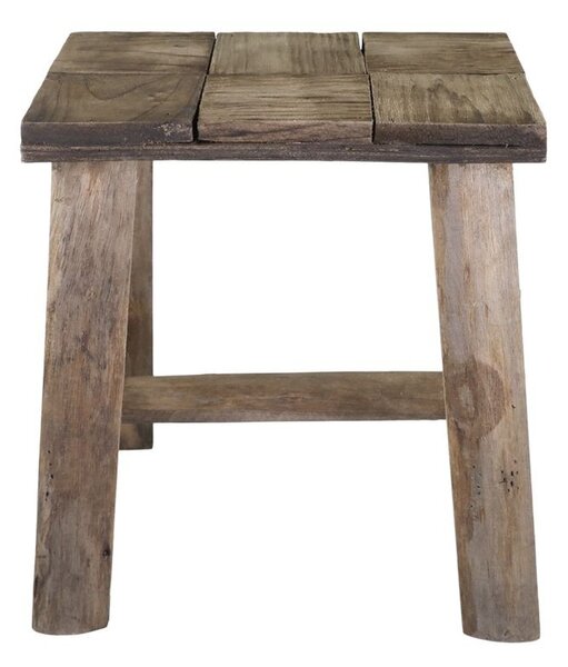 Hnedá dekoračná drevená lavica so vzorom na sedadle Tanoak - 33*24*33 cm - Chic Antique