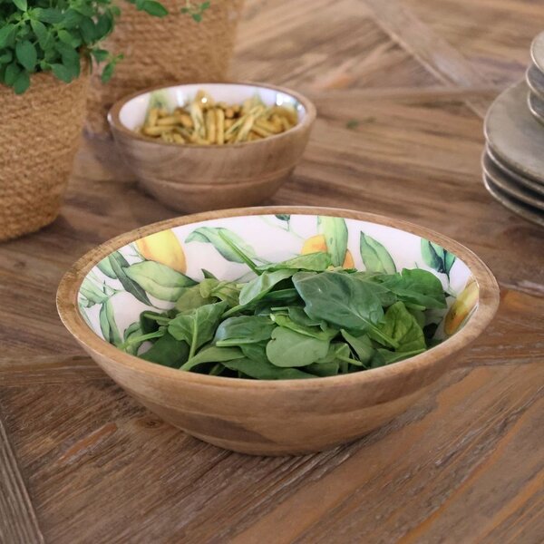 Drevená mangová miska s citrónmi Tours Limone Blossom - Ø 25*8 cm / 1300 ml - Chic Antique