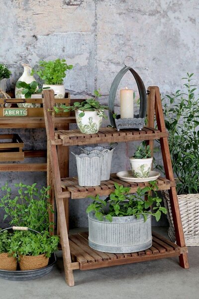 Dekoračný plechový antik kvetináč French Chic - 37*33*38 cm - Chic Antique