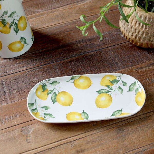 Porcelánová tácka s citrónmi Maison Limone Blossom - 25*11*2 cm - Chic Antique