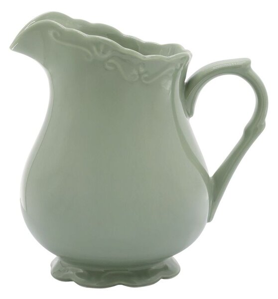 Zelený porcelánový džbán s čipkou Provence lace green - 18cm / 1.1L - Chic Antique