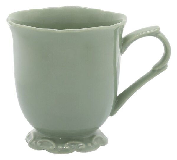 Zelený porcelánový hrnček s čipkou Provence lace verte - 10 cm / 300 ml - Chic Antique
