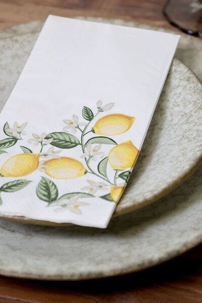 Papierové obrúsky s citrónmi Maison Limone Blossom - 40 * 40 cm / 16ks - Chic Antique