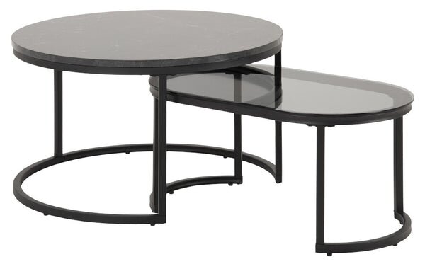 Konferenčný stolík Stafori - set 2 kusov (čierna)