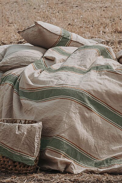 Obliečky Stonewashed Yarn Dyed Stripe béžová 140x200 cm