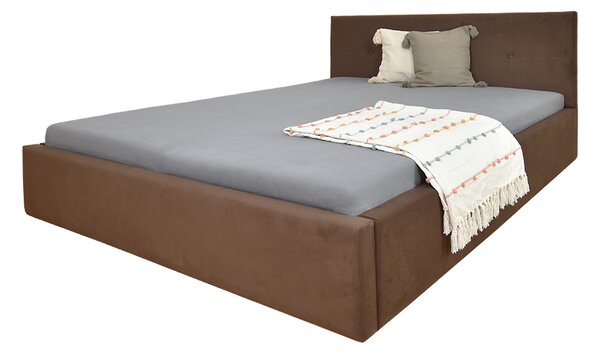 Čalúnená manželská posteľ s úložným priestorom Ingrit - hnedá Rozmer: 160x200
