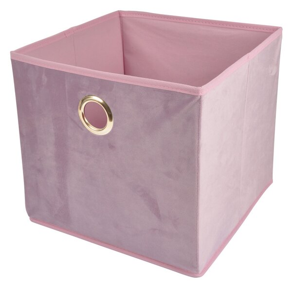 Homea Textilný úložný box zamatový ružový