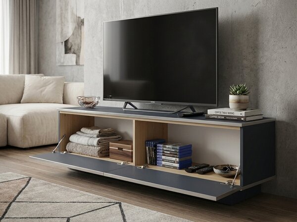 TV stolík ALVIN 135 cm, antracit/strieborná
