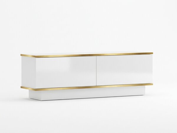 TV stolík ALVIN 135 cm, biela/zlatá