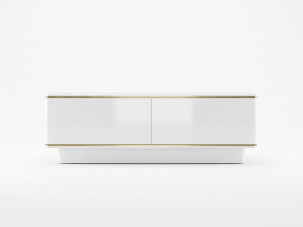 TV stolík ALVIN 135 cm, biela/zlatá