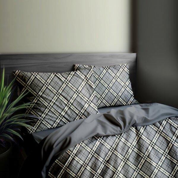 Ervi Bavlnené obliečky DUO - Grey Tartan/ šedé