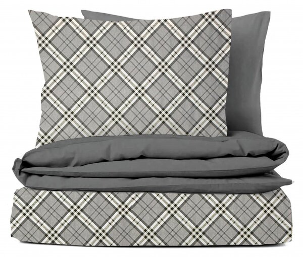 Ervi Bavlnené obliečky DUO - Grey Tartan/ šedé