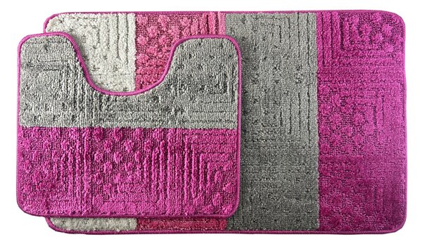 Kúpeľňová predložka šedá/fuchsia SLV Comfort,2 set