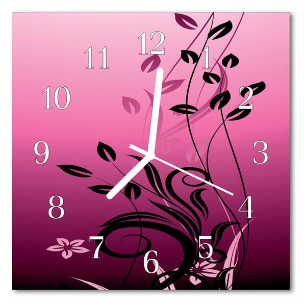 Sklenené hodiny štvorcové Kvety umenie 30x30 cm