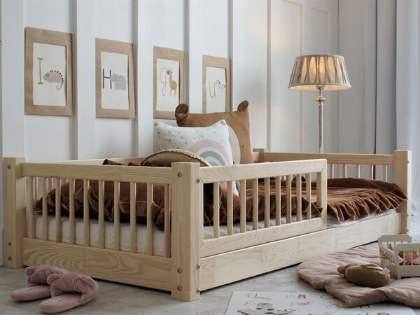 Detská posteľ so zábranou Elora Slats New 80x160 - prírodná