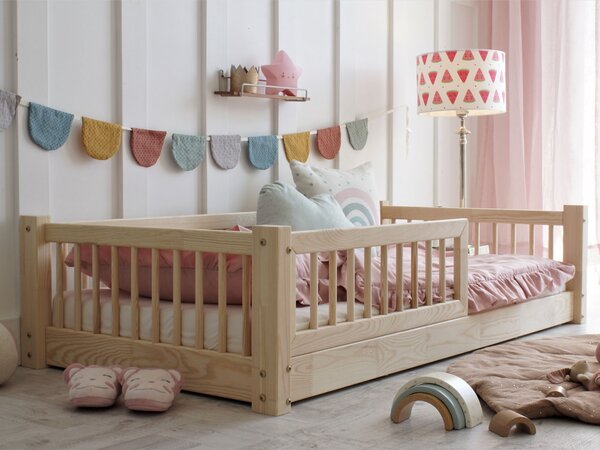 Detská posteľ so zábranou Elora Slats New 80x160 - prírodná