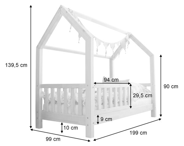 Detská domčeková posteľ Bianco 90x190 - biela