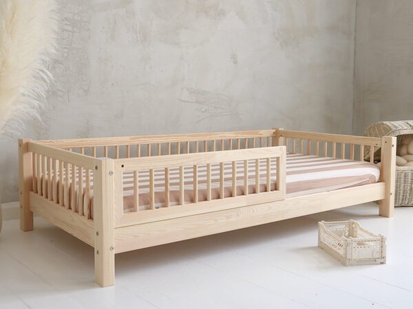 Detská posteľ so zábranou Elora Slats 80x160 - prírodná