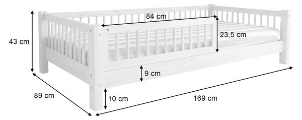 Detská posteľ so zábranou Elora Slats 80x160 - prírodná