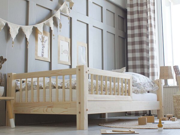 Detská posteľ so zábranou Elora Slats 80x160 - prírodná