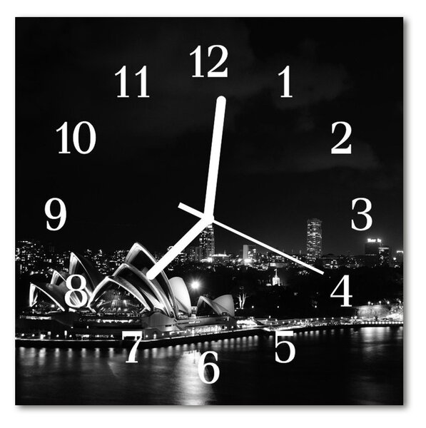 Sklenené hodiny štvorcové Sydney 30x30 cm