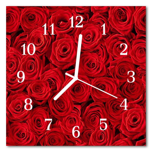 Sklenené hodiny štvorcové Ruže 30x30 cm