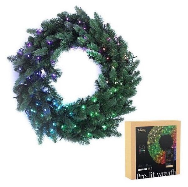 Twinkly Twinkly TWR050SPP-BEU - LED RGB Vianočný veniec 50xLED pr. 61cm Wi-Fi TW0017 + záruka 3 roky zadarmo