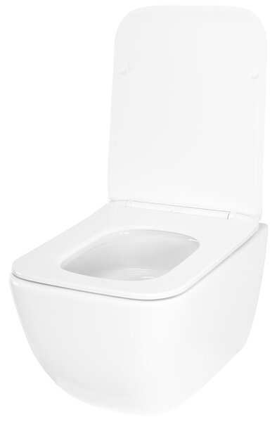 Rea Dexter, závesná WC misa Rimless Tornado 515x365x350 mm + WC sedadlo z duroplastu, biela lesklá, REA-C1278