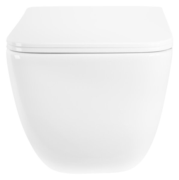 Rea Dexter, závesná WC misa Rimless Tornado 515x365x350 mm + WC sedadlo z duroplastu, biela lesklá, REA-C1278