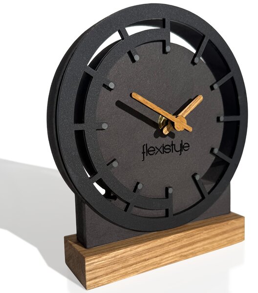 Dekorstudio Drevené stolové hodiny BLACK OAK 2 - čierne