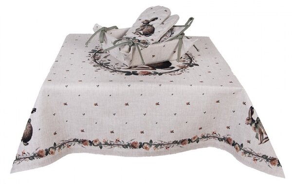 Bavlnená chňapka podložka so zajacom Natural Linen Easter - 20*20 cm - Clayre & Eef
