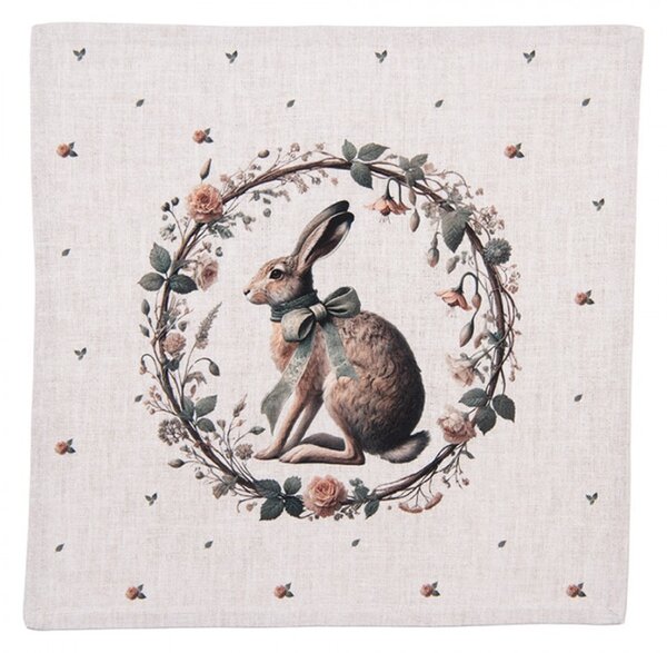 6ks bavlnená servítka so zajacom Natural Linen Easter - 40*40 cm - Clayre & Eef