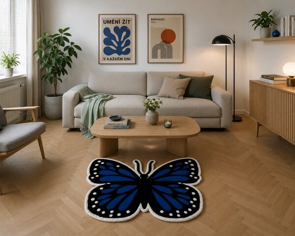 U.Rug koberce , Kusový koberec U.Rug Motýľ, 80x100, modrá, detská izba