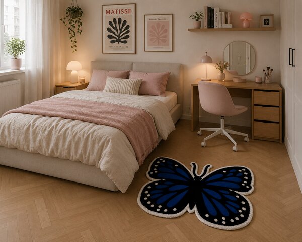 U.Rug koberce , Kusový koberec U.Rug Motýľ, 80x100, modrá, detská izba