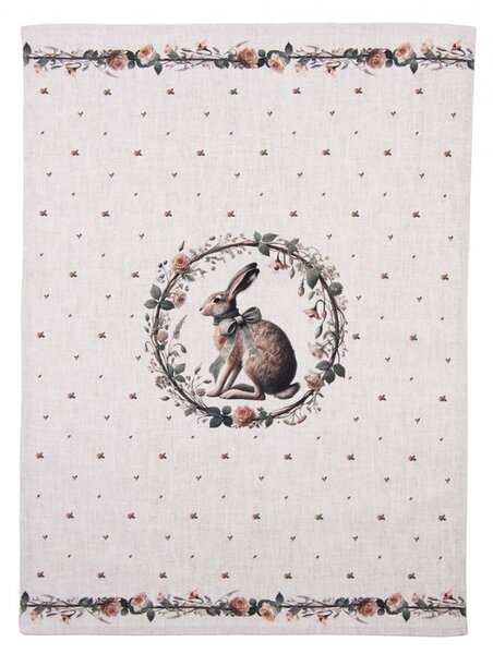 Bavlnená utierka so zajacom Natural Linen Easter - 50*70 cm - Clayre & Eef