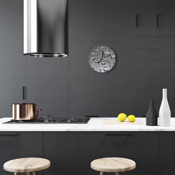 Nástenné sklenené hodiny Kvapky fi 30 cm