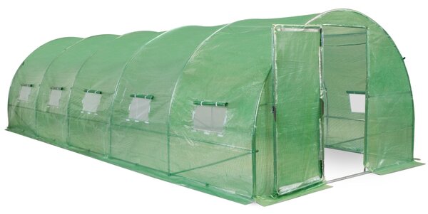 Fóliovník s kovovým rámom 3x8m Garden Point zelená s dverami