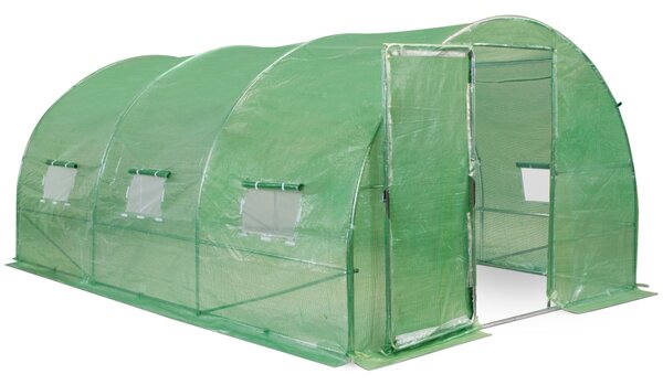 Fóliovník s kovovým rámom 3x4,5m Garden Point zelená s dverami