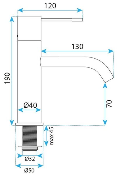 Rea Venti, umývadlová batéria h-190, zlatá matná, REA-B9785