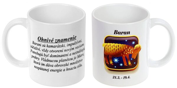 Znamenie Baran šálka (Skvelý tip na darček)