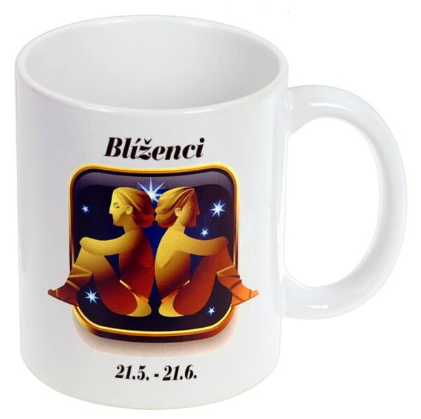 Znamenie Blíženci šálka (Šálka s potlačou Blíženca)