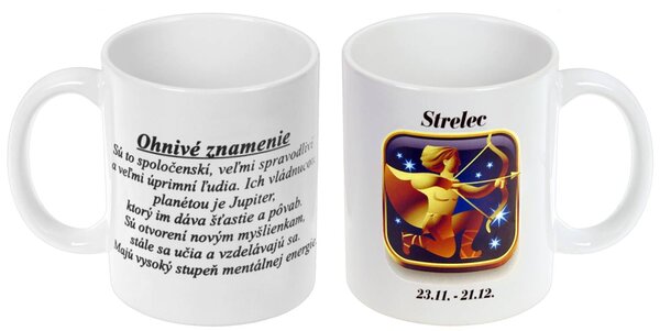Znamenie Strelec šálka (Šálka s textom znamenie Strelec)