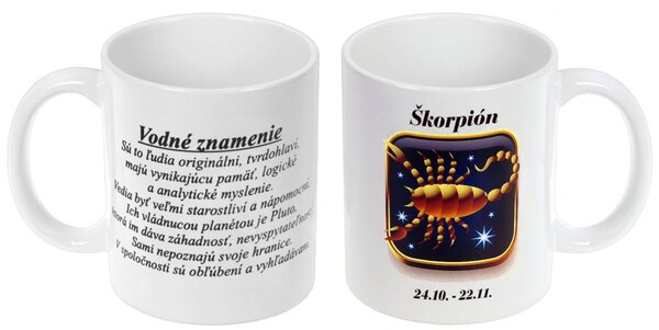 Znamenie Škorpión šálka (Šálka s potlačou znamenia Škorpión)