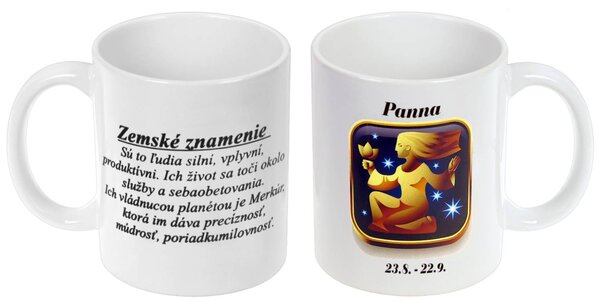 Znamenie Panna šálka (Hrnček na kávu so znamením Panna)
